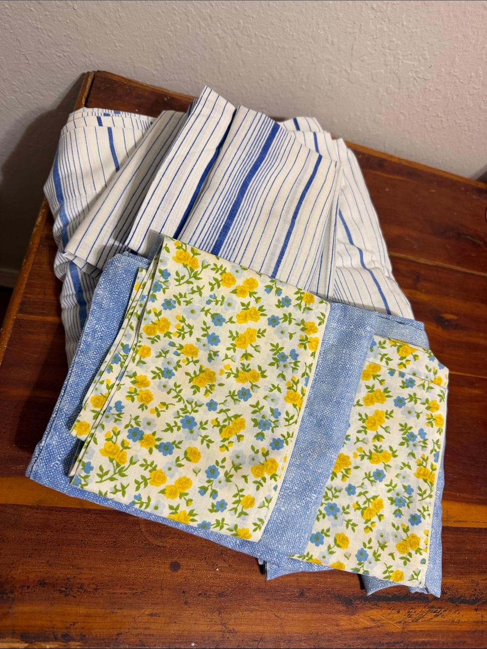 Vintage Floral Stripes Flat Sheets Pillow Case cottagecore granny